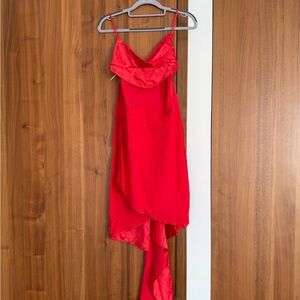 Fleur du Mal Red Silk High-Low Slip Dress